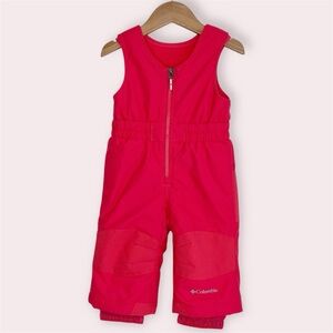 Columbia bib snow overalls bright pink one piece baby ski pants size 6-12 months